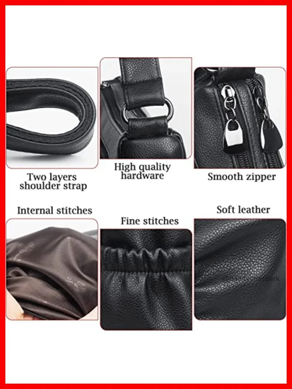 Women's Soft PU Leather Satchel Crossbody Handbag Tote with Multiple Pockets